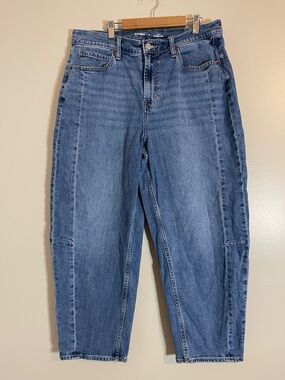 Old Navy Jeans Womens 14 Blue High-Rise Barrel Leg Classic Normcore Trendy Curvy